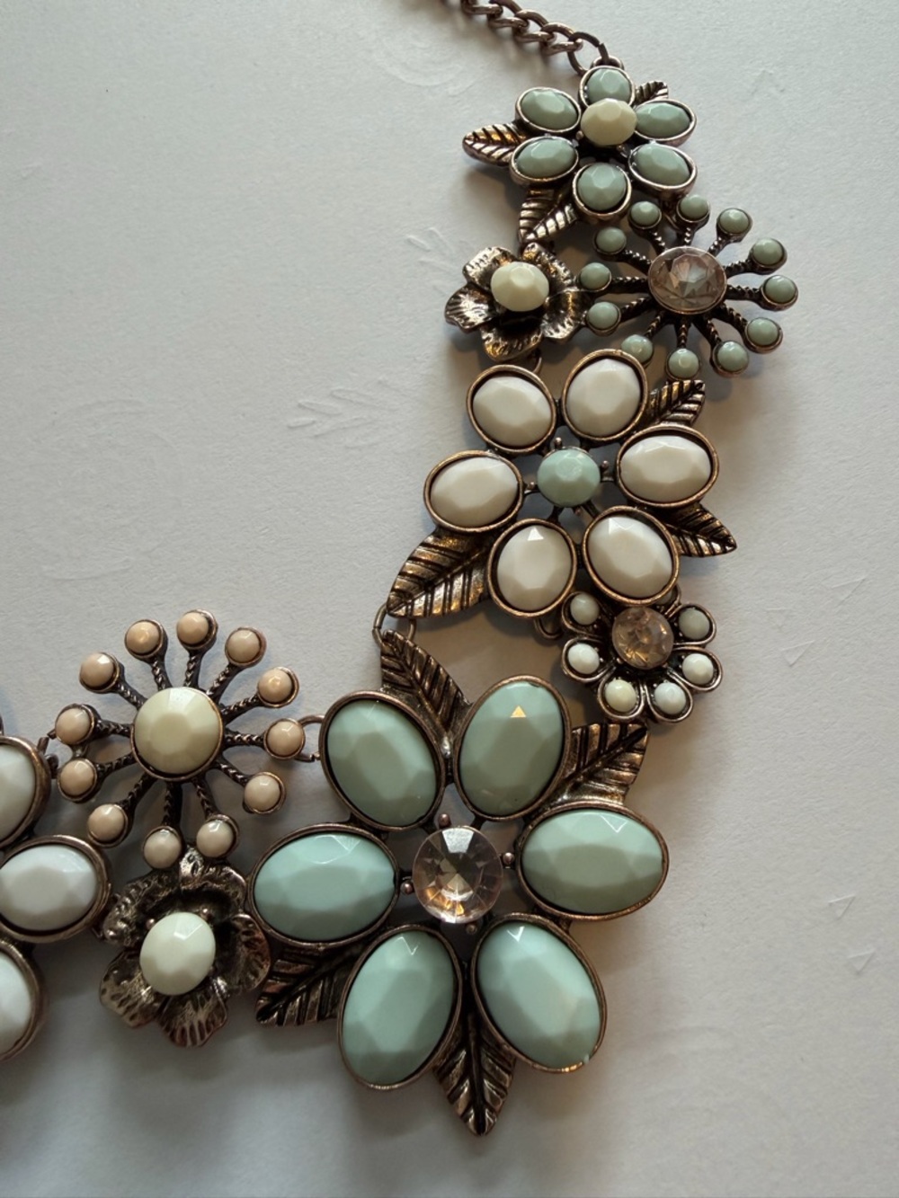Express Mint and Cream Floral Statement Necklace - Picture 2 of 2